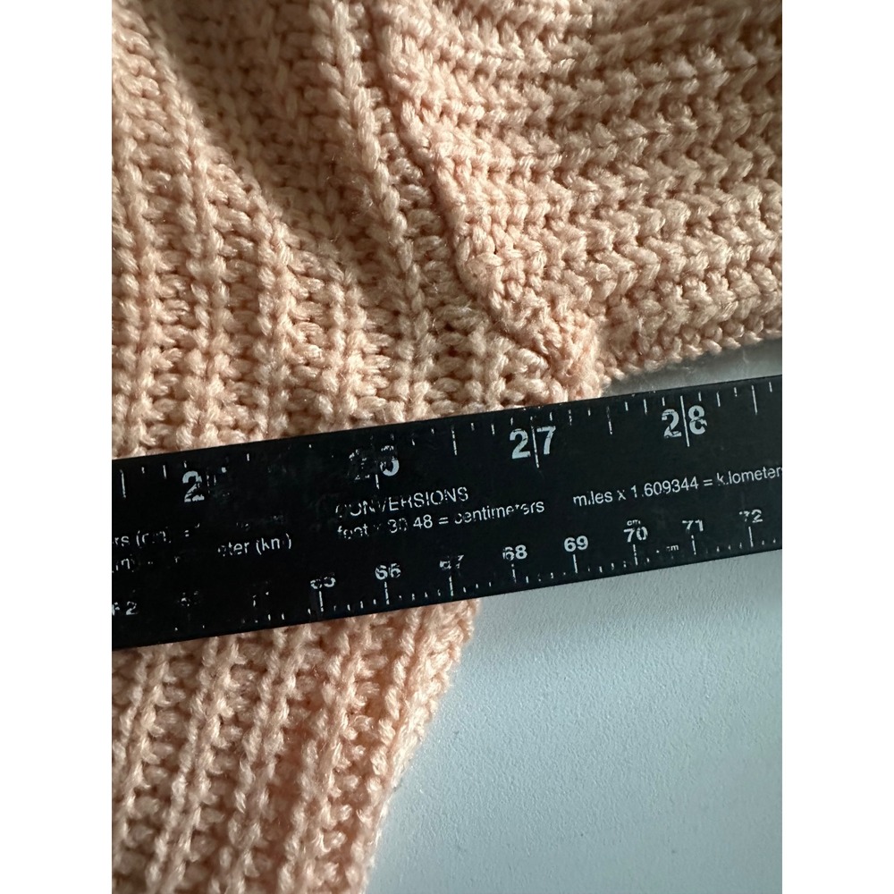 Just Polly New York Distressed Frayed V-Neck Sweater Peach Apricot Shaker Knit S - Picture 6 of 6